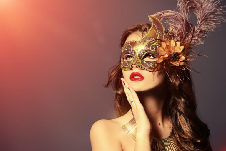 Woman wearing a Venetian mask