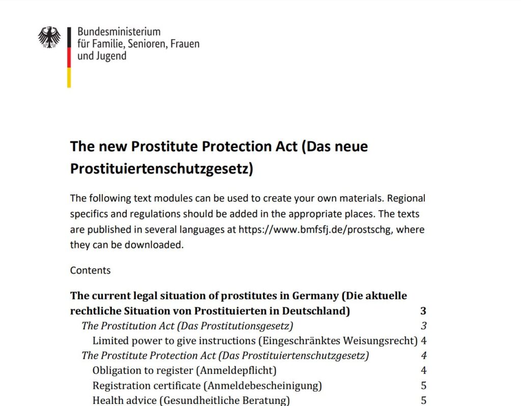 The new Prostitute Protection Act in Germany